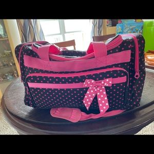 Black & pink polka dot dance bag
